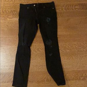 Black slim fit distressed jeans